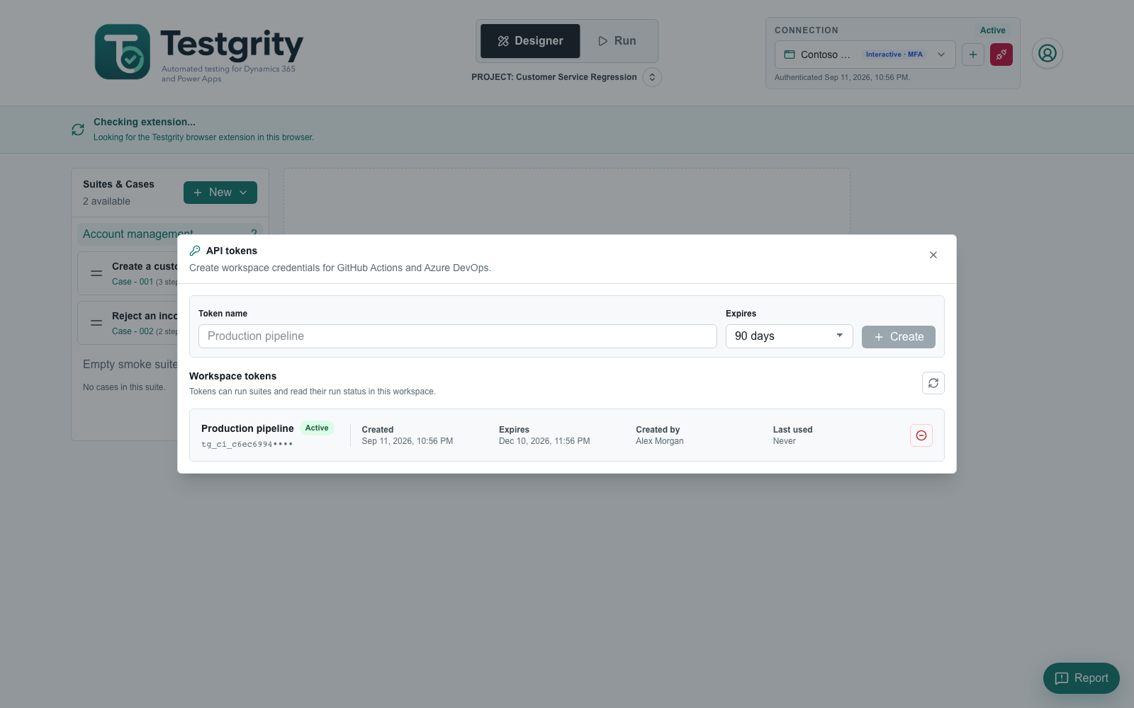 Workspace API tokens